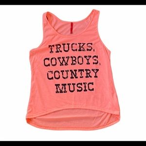 Trucks, Cowboys and Country Music Orange Tank Top